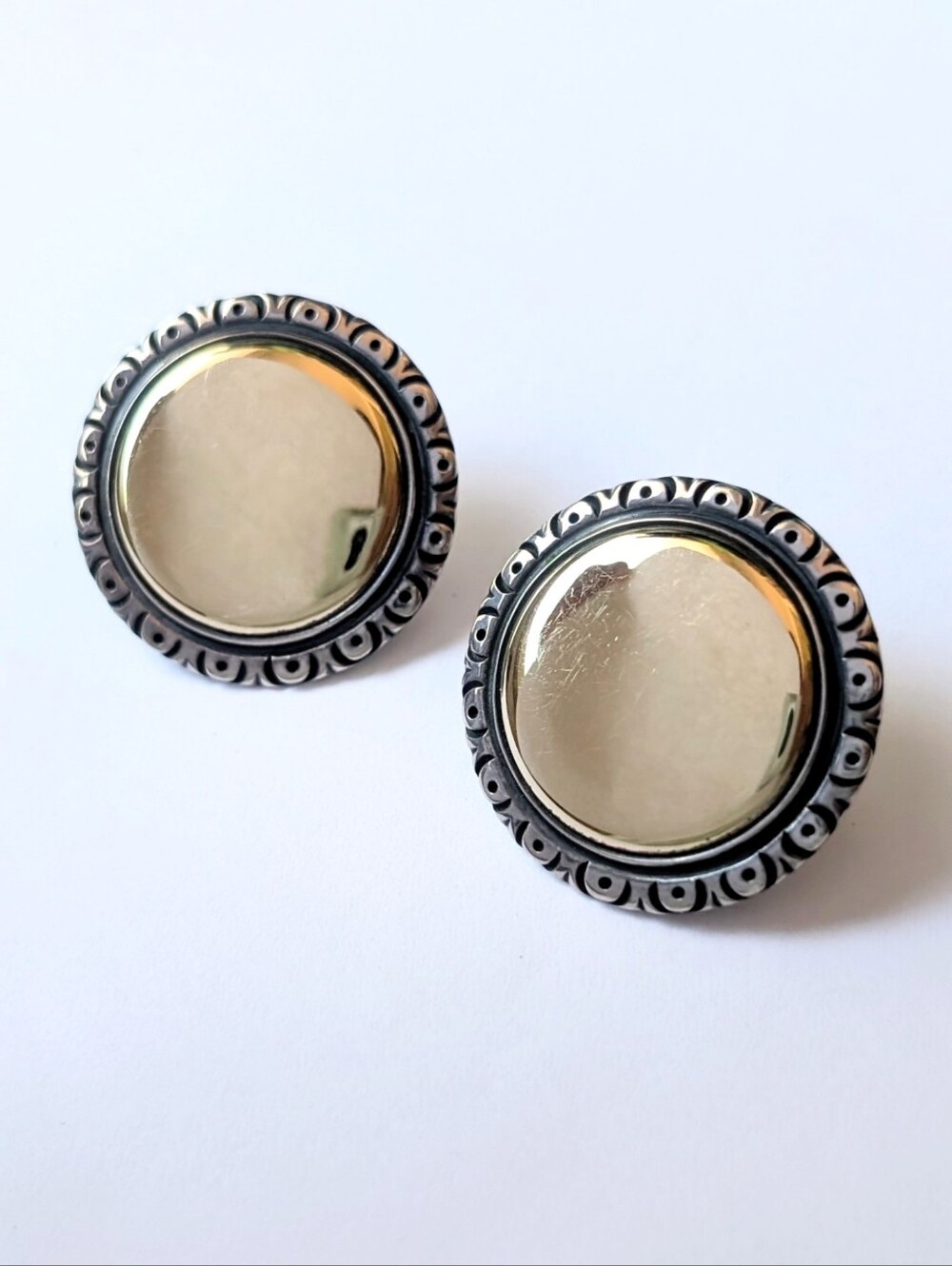Retired James Avery 14K Gold Sterling Silver 925 French Clip Earrings Round
